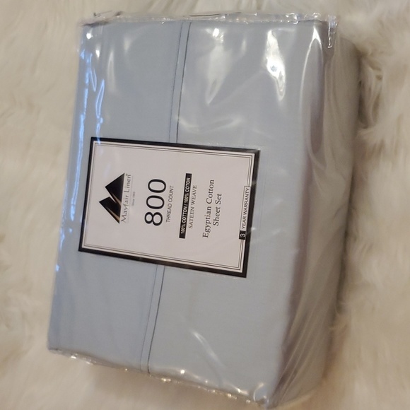 Mayfair Linen 800 Thread Count 100% cotton  sateen weave King sheet set-sky blue - Picture 1 of 13